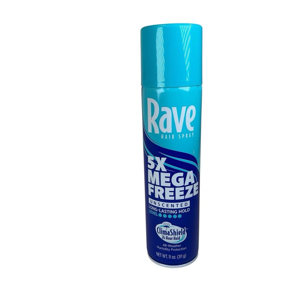 Rave 5X Mega Freeze Unscented Aerosol‎ Hairspray 1 COUNT - 11 Oz Hair Spray